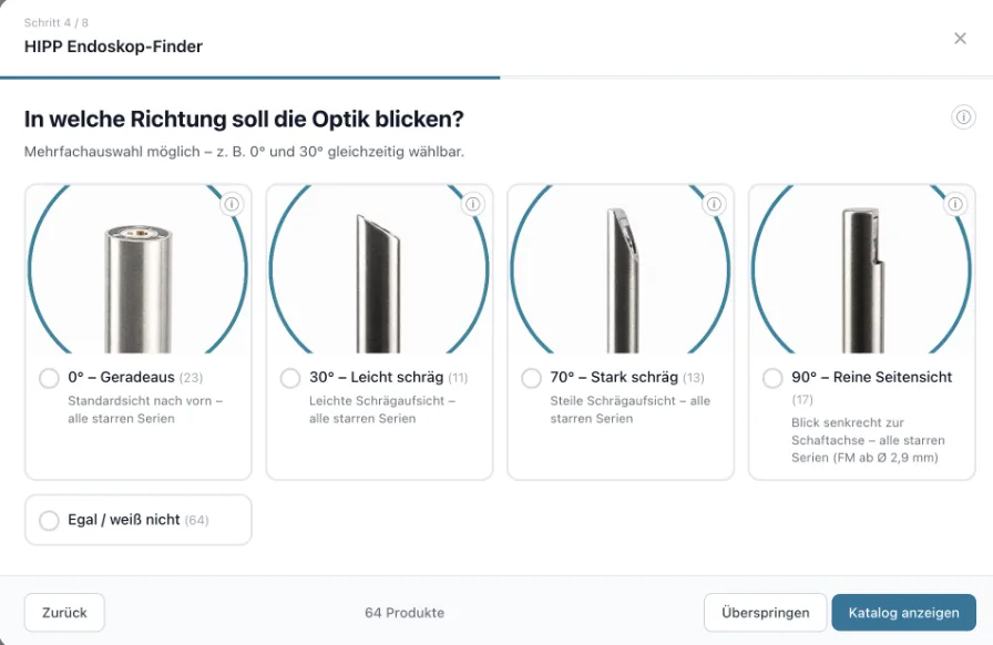 Endoskop-Finder von Hipp Endoskopie Service – geführte Produktauswahl, Schritt 4